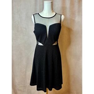 Hailey Logan Black Illusion Mesh Cutout Dress Size 9/10 Y2K Goth Party